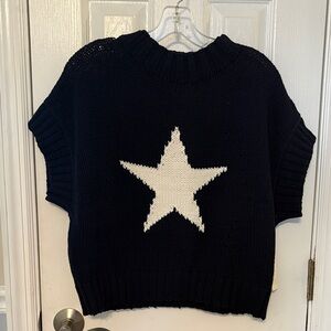 Maeve NWT Navy Blue Star Short Sleeve Sweater